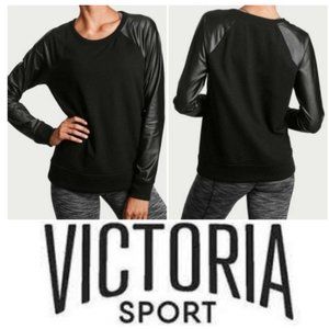 Victoria Sport Sweater Pullover Faux Leather Medium